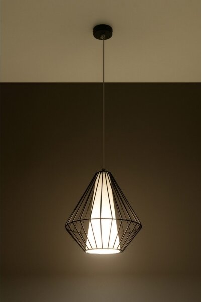 Lustră pe cablu DEMI 1xE27/60W/230V negru/alb