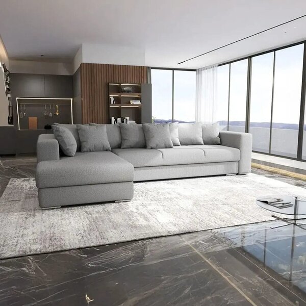 Colțar extensibil dumonde cu ladă de depozitare Gloria Enjoy Grey 320x183 cm