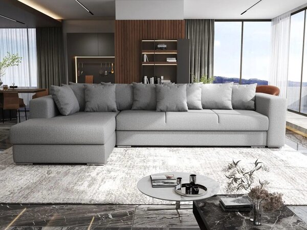 Colțar extensibil dumonde cu ladă de depozitare Gloria Enjoy Grey 320x183 cm