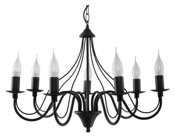 Lustră pe lanț MINERWA 7 7xE14/40W/230V negru