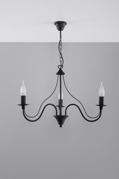 Lustră pe lanț MINERWA 3 3xE14/40W/230V negru