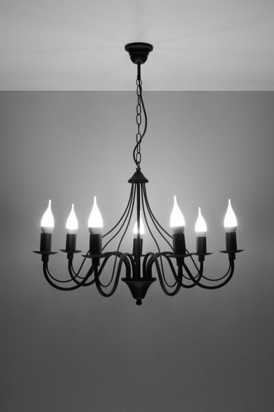 Lustră pe lanț MINERWA 7 7xE14/40W/230V negru