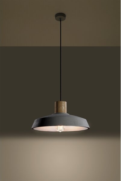 Lustră pe cablu AFRA 1xE27/60W/230V gri/natural lemn Sollux SL.0282