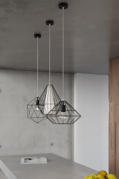 Lustră pe cablu DEMI 1xE27/60W/230V negru/alb