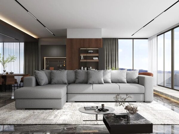 Colțar extensibil dumonde cu ladă de depozitare Gloria Enjoy Grey 320x183 cm