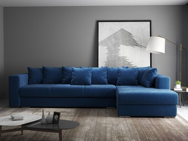 Colțar extensibil dumonde cu ladă de depozitare si sezut confortabil din spuma high-density, Gloria Zoom Blue 320x183 cm