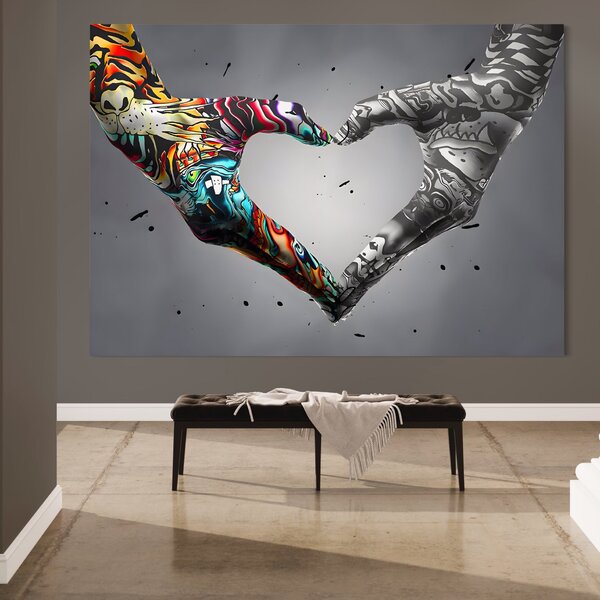 Tablou Canvas Premium LuxCanva® A1215, Heart Hands , Decorativ, Inima, Living, Love, Iubire, Dormitor, Culori Vibrante