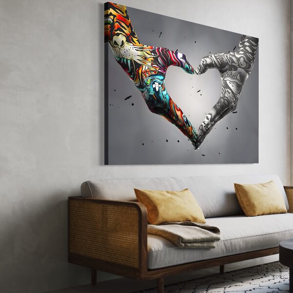 Tablou Canvas Premium LuxCanva® A1215, Heart Hands , Decorativ, Inima, Living, Love, Iubire, Dormitor, Culori Vibrante