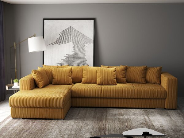 Colțar extensibil dumonde cu ladă de depozitare Gloria Zoom Mustar 320x183 cm