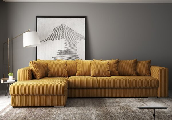 Colțar extensibil dumonde cu ladă de depozitare Gloria Zoom Mustar 320x183 cm