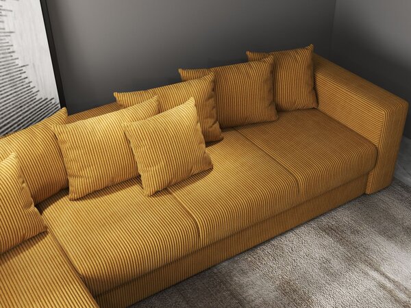 Colțar extensibil dumonde cu ladă de depozitare Gloria Zoom Mustar 320x183 cm