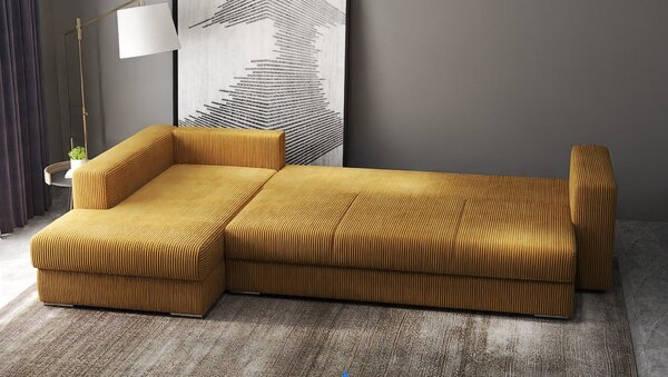 Colțar extensibil dumonde cu ladă de depozitare Gloria Zoom Mustar 320x183 cm