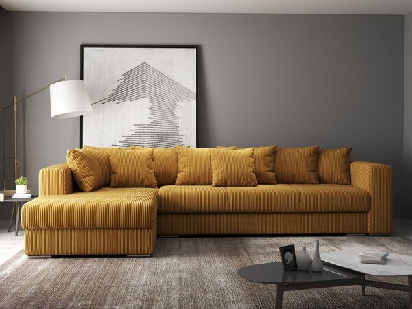 Colțar extensibil dumonde cu ladă de depozitare Gloria Zoom Mustar 320x183 cm