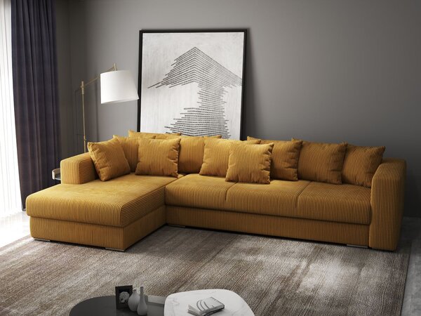 Colțar extensibil dumonde cu ladă de depozitare Gloria Zoom Mustar 320x183 cm