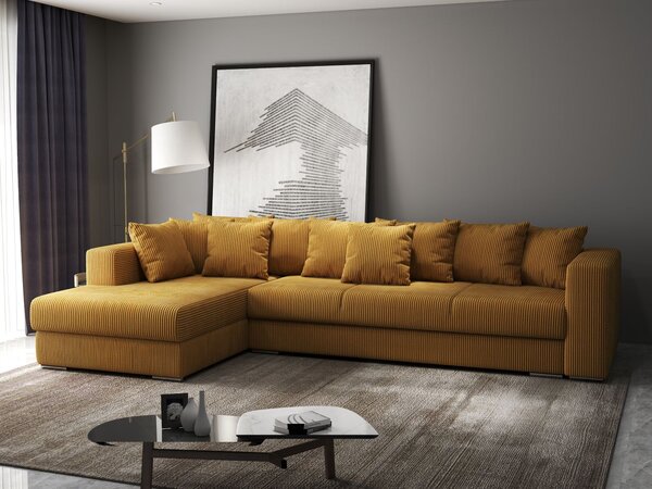 Colțar extensibil dumonde cu ladă de depozitare Gloria Zoom Mustar 320x183 cm