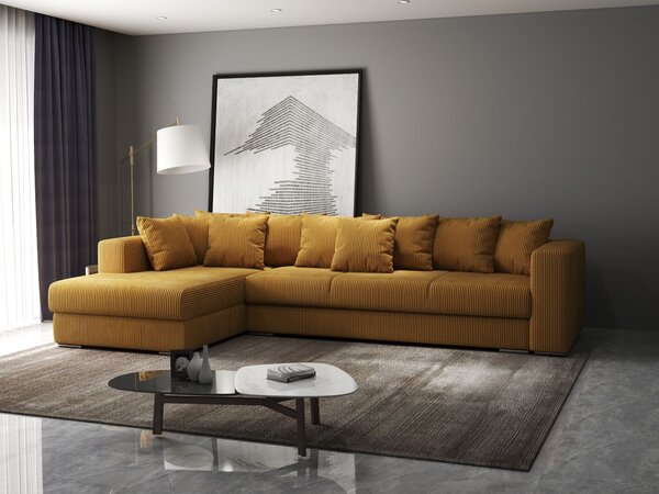 Colțar extensibil dumonde cu ladă de depozitare Gloria Zoom Mustar 320x183 cm