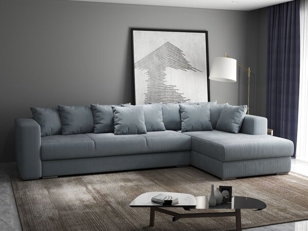 Colțar extensibil dumonde cu ladă de depozitare si sezut confortabil din spuma high-density, Gloria Zoom Grey II 320x183 cm