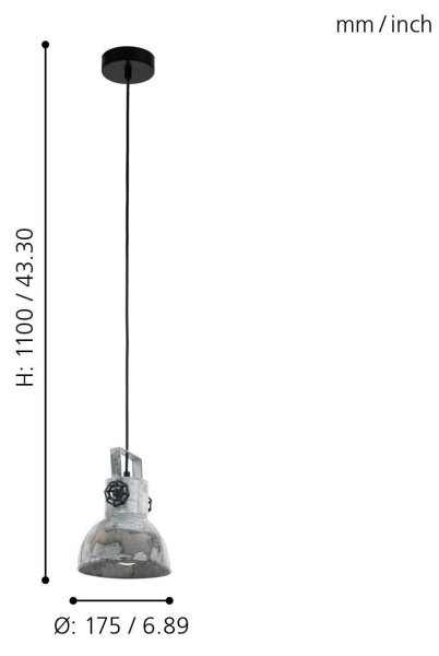 Eglo 49619 - Lustră pe cablu BARNSTAPLE 1xE27/40W/230V