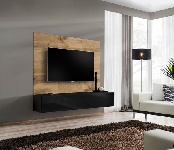 Mobilier living Standlake WTZ SW PR1 (wotan + negru lucios). Promo -21%. 1156523