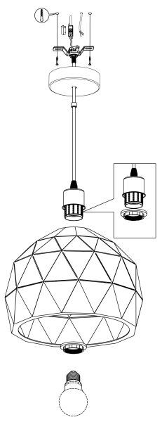 Eglo 97854 - Lustră pe cablu ROCCAFORTE 1xE27/60W/230V