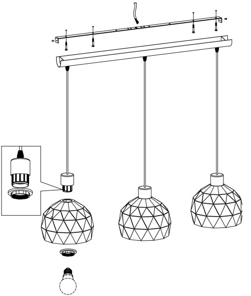 Eglo 97857 - Lustră pe cablu ROCCAFORTE 3xE14/40W/230V