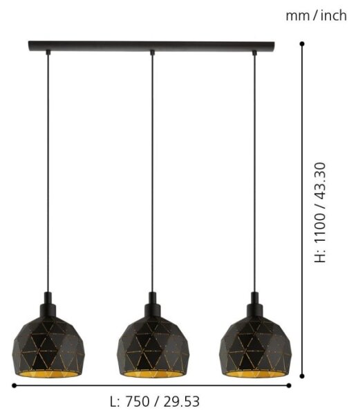 Eglo 97846 - Lustră pe cablu ROCCAFORTE 3xE14/40W/230V