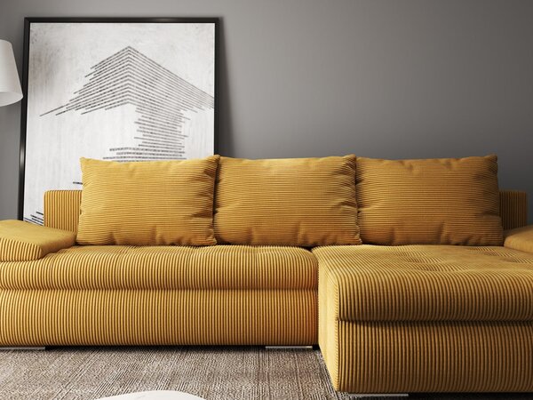 Colțar extensibil dumonde cu ladă de depozitare Leonardo Zoom Mustar 260x185 cm II