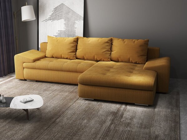 Colțar extensibil dumonde cu ladă de depozitare Leonardo Zoom Mustar 260x185 cm II