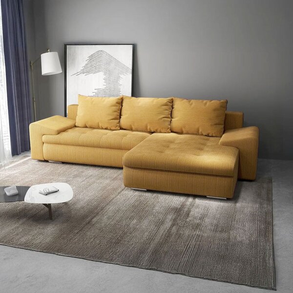 Colțar extensibil dumonde cu ladă de depozitare Leonardo Zoom Mustar 260x185 cm II