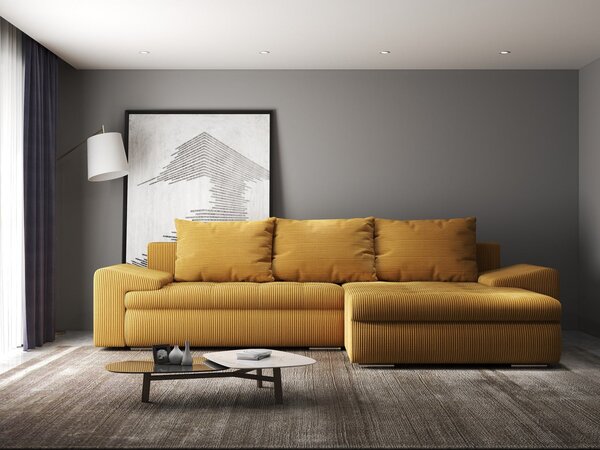 Colțar extensibil dumonde cu ladă de depozitare Leonardo Zoom Mustar 260x185 cm II