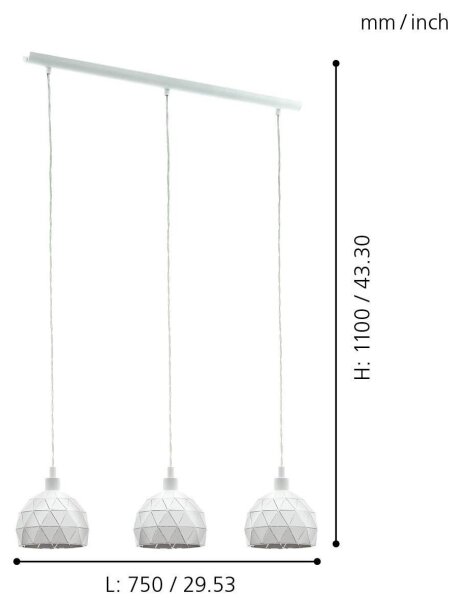 Eglo 97857 - Lustră pe cablu ROCCAFORTE 3xE14/40W/230V