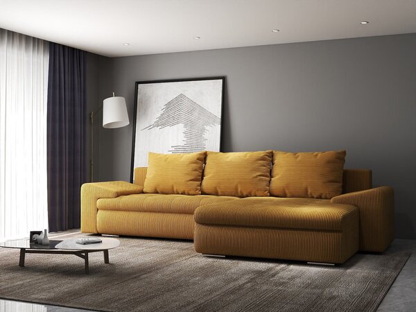 Colțar extensibil dumonde cu ladă de depozitare Leonardo Zoom Mustar 260x185 cm II