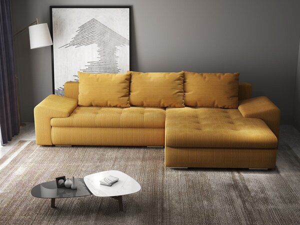 Colțar extensibil dumonde cu ladă de depozitare Leonardo Zoom Mustar 260x185 cm II
