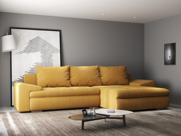 Colțar extensibil dumonde cu ladă de depozitare Leonardo Zoom Mustar 260x185 cm II