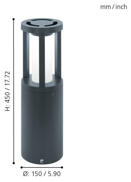 Eglo 97252 - Lampă LED de exterior GISOLA, 12 W, 230 V, IP44, 450 mm