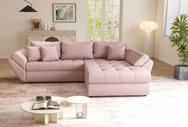 Colțar extensibil dumonde cu ladă de depozitare Loana Enjoy Flamingo II 270x185 cm