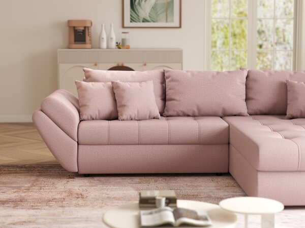 Colțar extensibil dumonde cu ladă de depozitare Loana Enjoy Flamingo II 270x185 cm