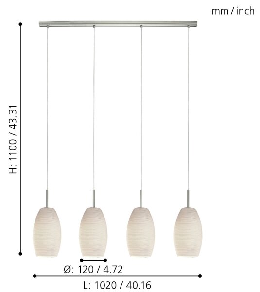 Eglo 97587 - Lustră pe cablu BATISTA 3 4xE27/40W/230V