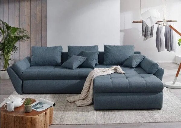 Colțar extensibil dumonde cu ladă de depozitare Loana Enjoy Blue II 270x185 cm