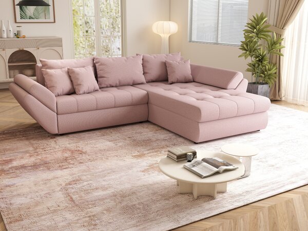 Colțar extensibil dumonde cu ladă de depozitare Loana Enjoy Flamingo II 270x185 cm