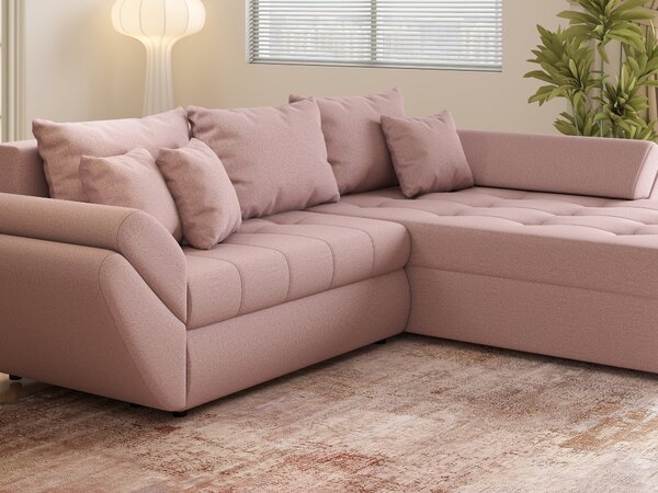 Colțar extensibil dumonde cu ladă de depozitare Loana Enjoy Flamingo II 270x185 cm