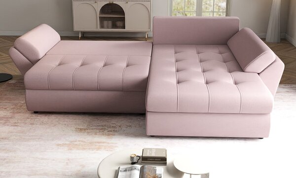 Colțar extensibil dumonde cu ladă de depozitare Loana Enjoy Flamingo II 270x185 cm