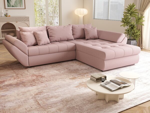 Colțar extensibil dumonde cu ladă de depozitare Loana Enjoy Flamingo II 270x185 cm