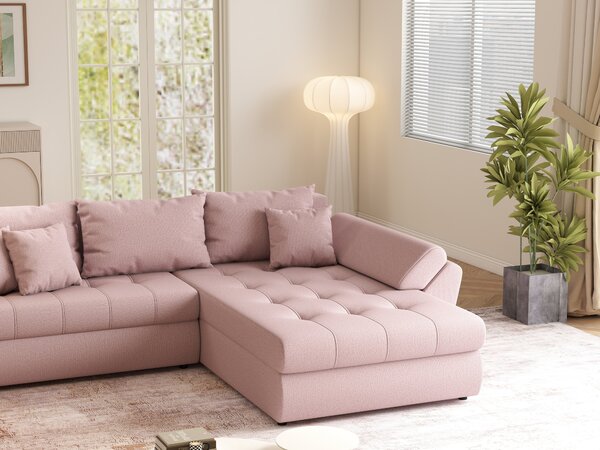 Colțar extensibil dumonde cu ladă de depozitare Loana Enjoy Flamingo II 270x185 cm