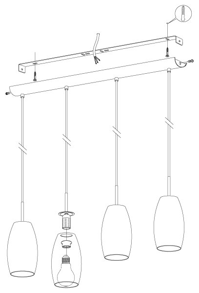 Eglo 97587 - Lustră pe cablu BATISTA 3 4xE27/40W/230V