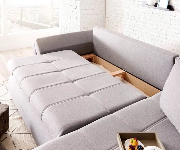 Colțar extensibil dumonde cu ladă de depozitare Loana Enjoy Grey II 270x185 cm