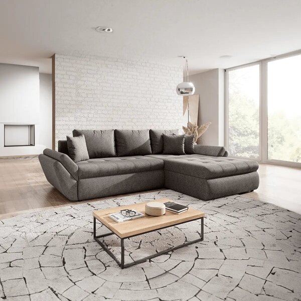 Colțar extensibil dumonde cu ladă de depozitare Loana Enjoy Kaki 270x185 cm