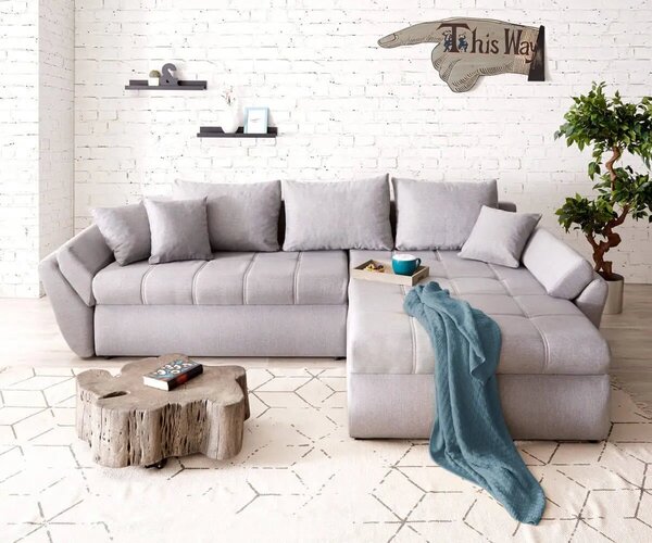 Colțar extensibil dumonde cu ladă de depozitare Loana Enjoy Grey II 270x185 cm