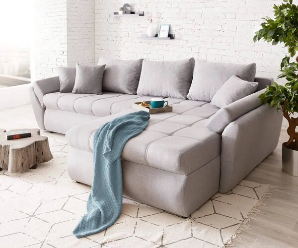 Colțar extensibil dumonde cu ladă de depozitare Loana Enjoy Grey II 270x185 cm
