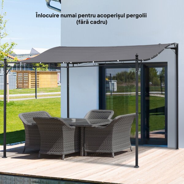 Outsunny Copertină de Rezervă pentru Pergolă cu 16 Orificii de Scurgere, Cârlige şi Inele, 297x 297 cm, Gri Închis | Aosom Romania